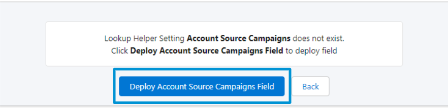 Account Source Campaigns deploy field