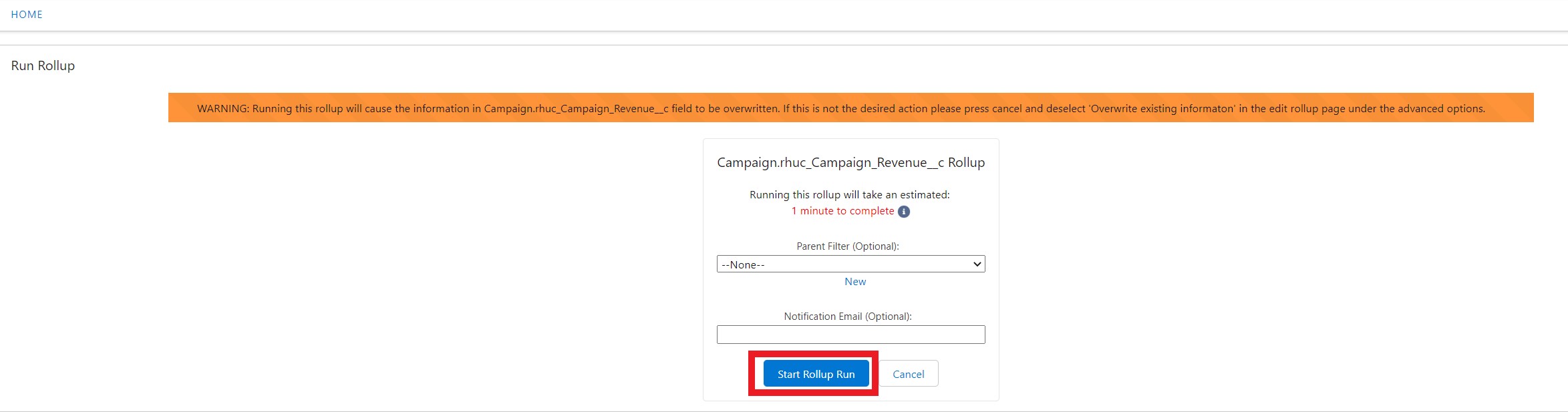 Campaign_Revenue run rollup
