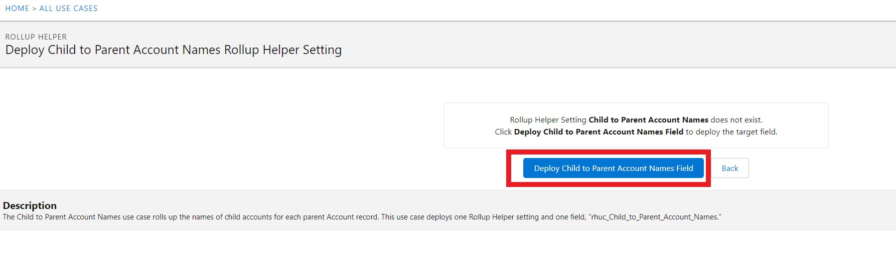 Child to Parent Account Names deploy field