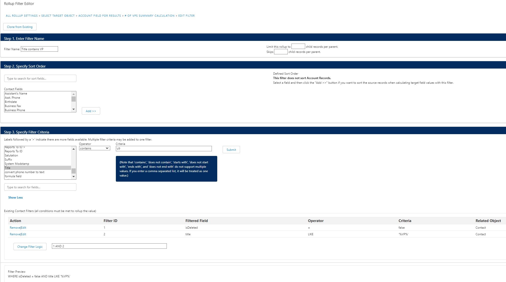 Count Contact Records Filter