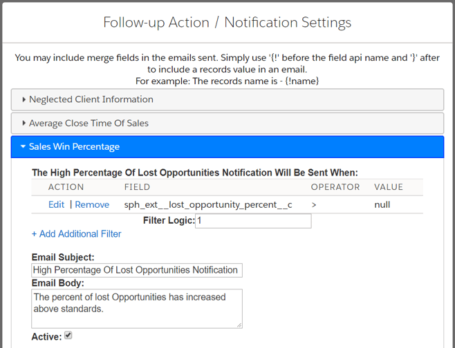 Salesforce app Data Analysis Helper: Tracking And Acting On Changes To Sales Win Rate