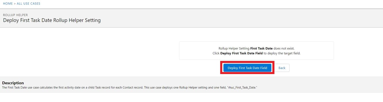 First Task Date deploy field