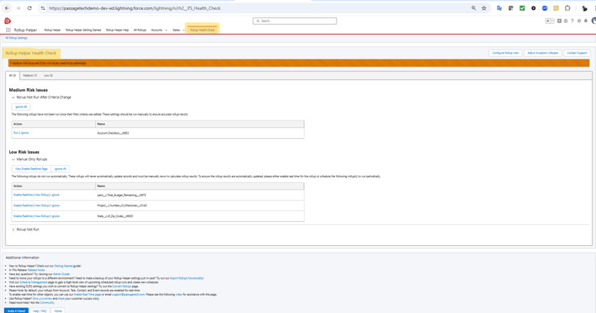 Health Check LWC in free Salesforce admin app Rollup Helper