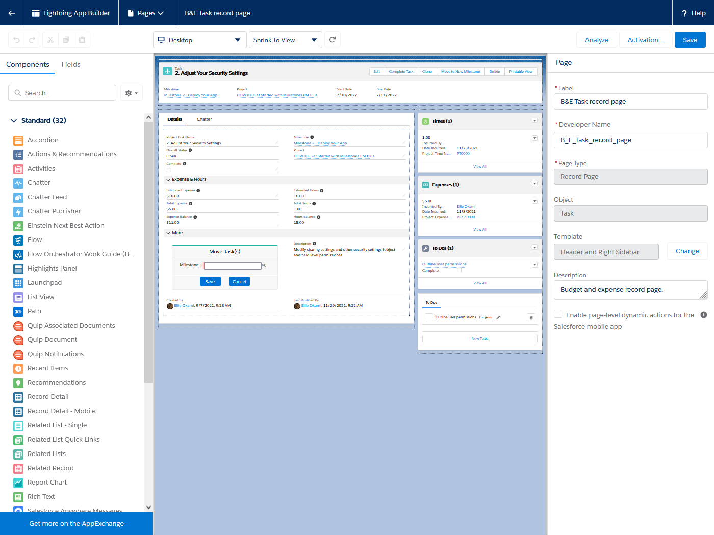 Salesforce project management task app tracking Hours and Expenses Milestones PM+