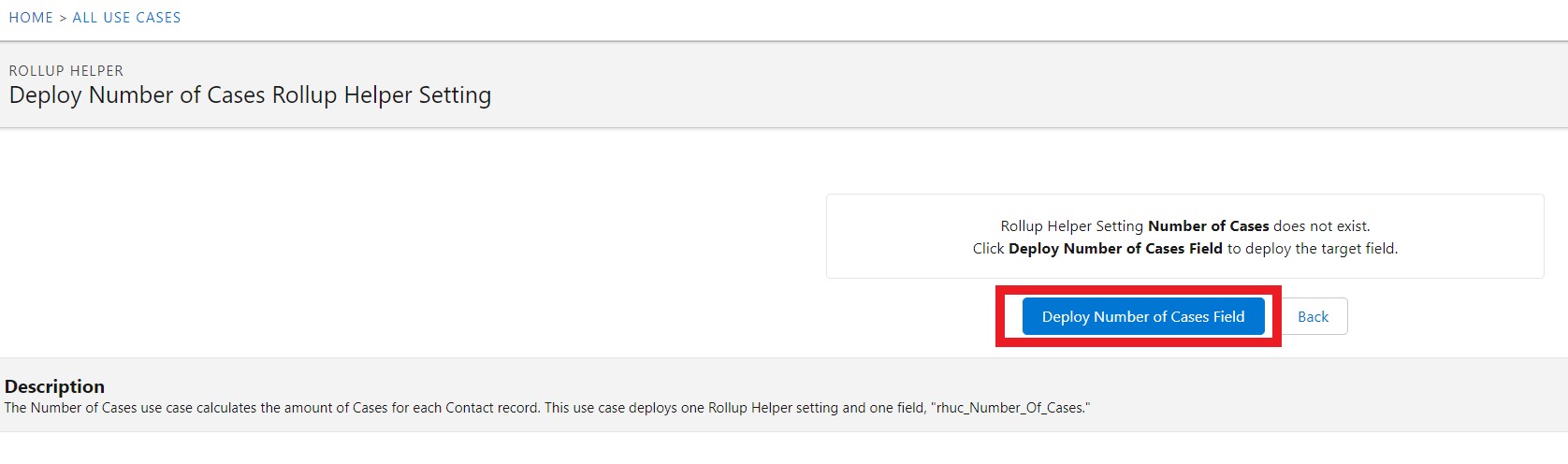 Number of Cases deploy field