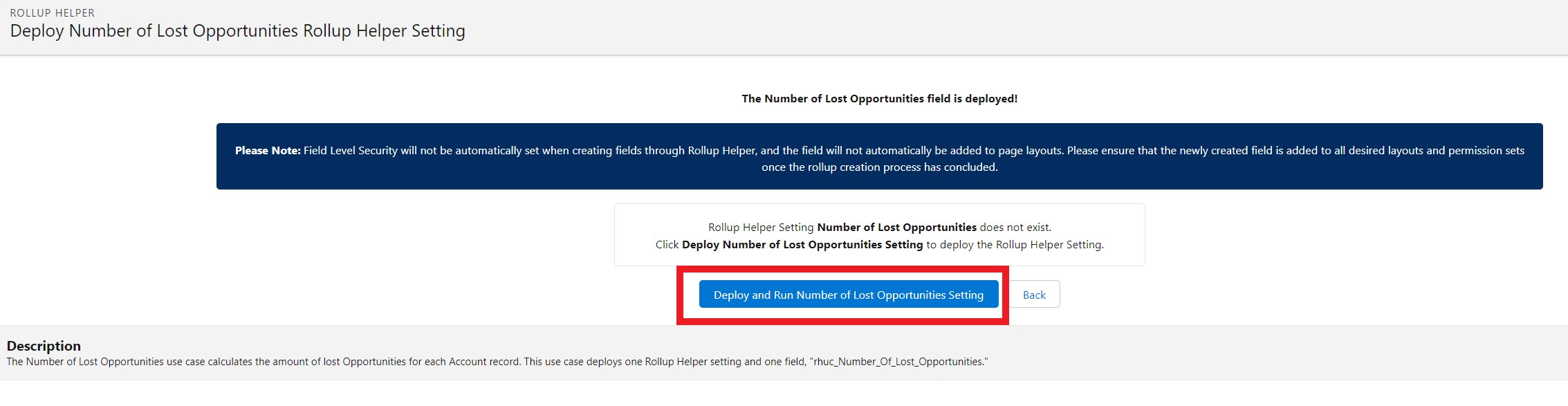 Number of Lost Opportunities deploy setting