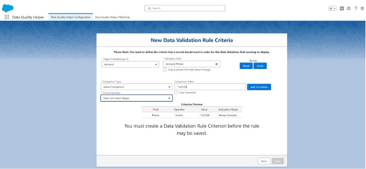 Adding criteria to a new validation rule