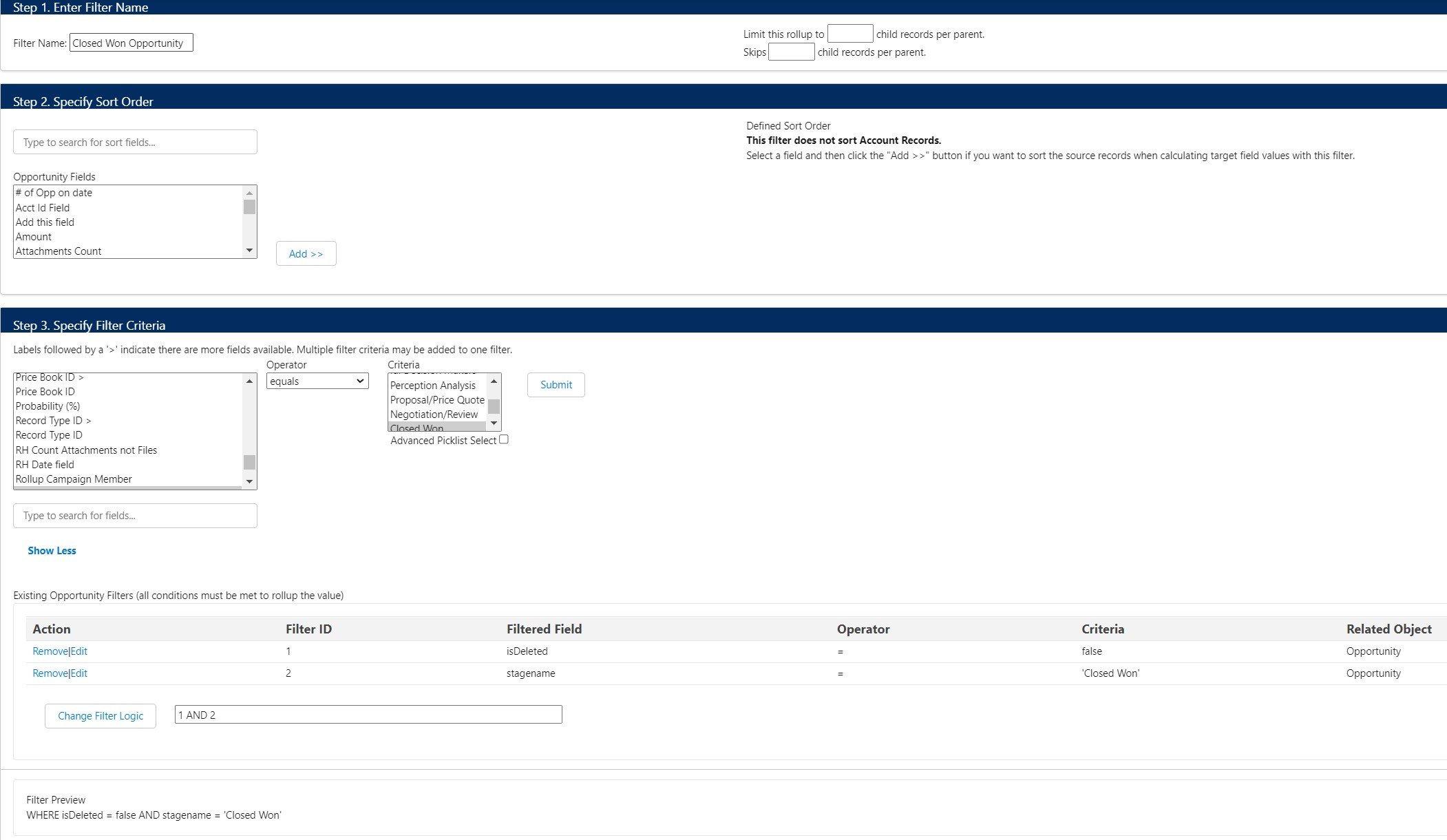 Total Sales Filter