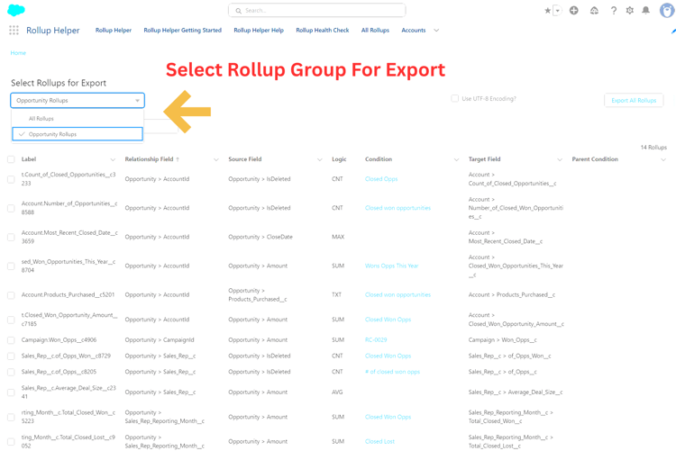 Export Rollups by Group image