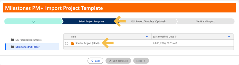 Select Project template image