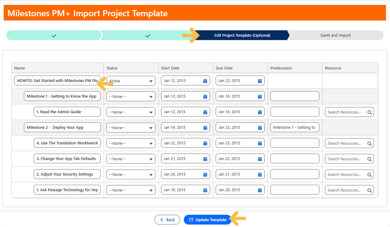 Edit project template image