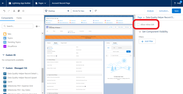 Enabling inline edit functionality