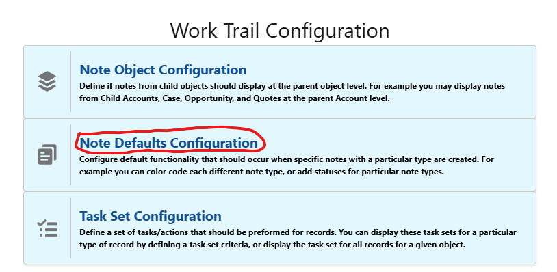Work Trail Note Defaluts Configuraton image