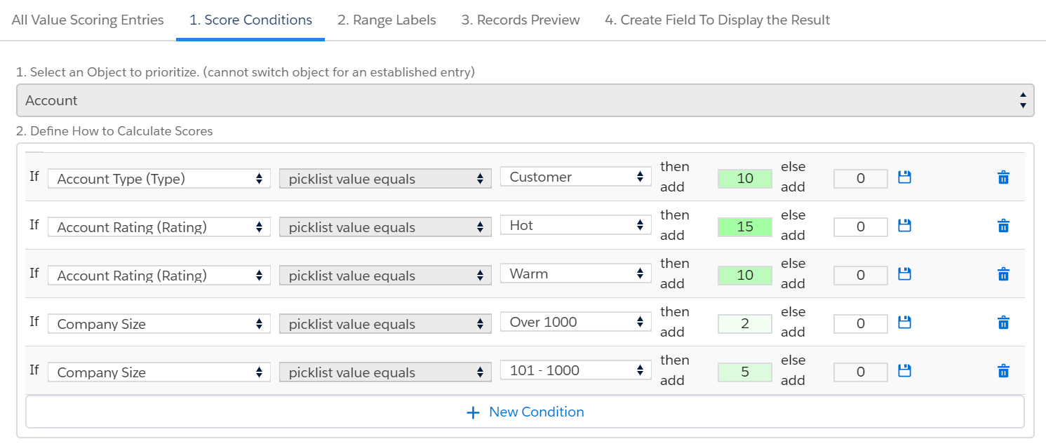 Account ranking with Salesforce matrix and value scoring app Prioritization Helper