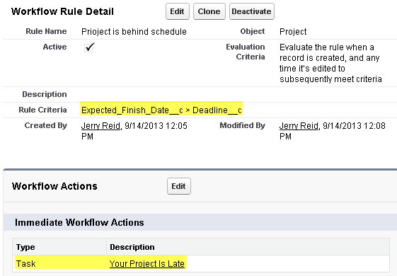 Workflow rule detail