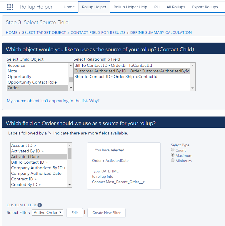  Use Rollup Helper's filtering capability to add any criteria that you may need. 