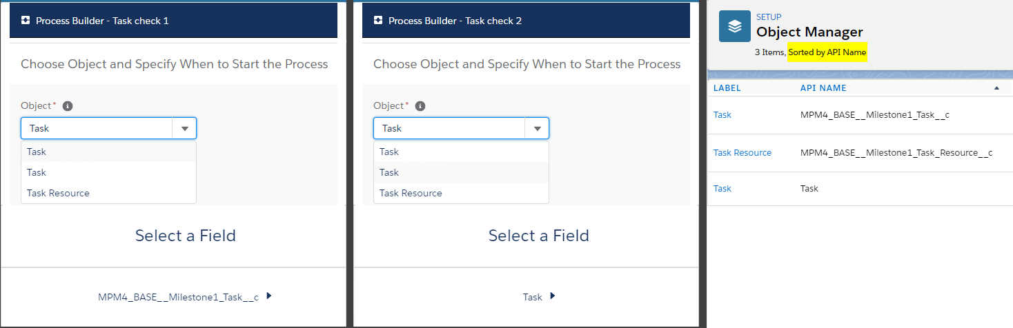 Salesforce Process Builder with same-name field selection