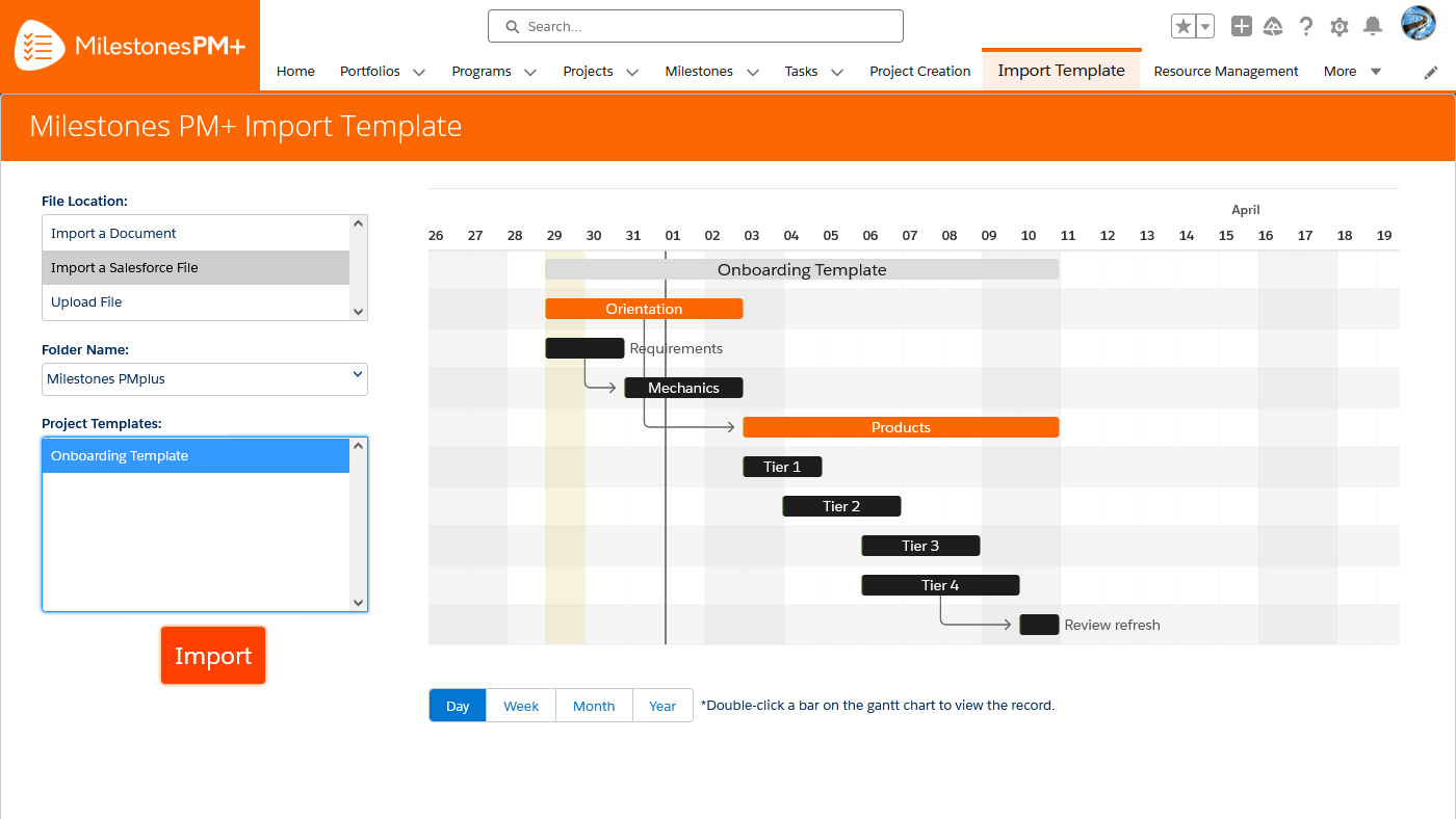 Free Salesforce project import in task management app Milestones PM+