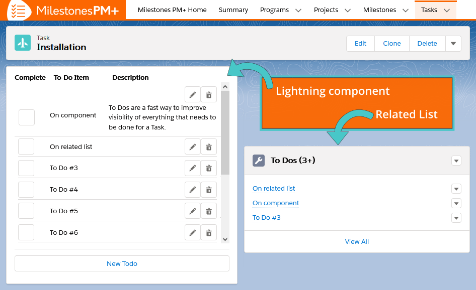 Salesforce To Do List in free project task management app Milestones PM+