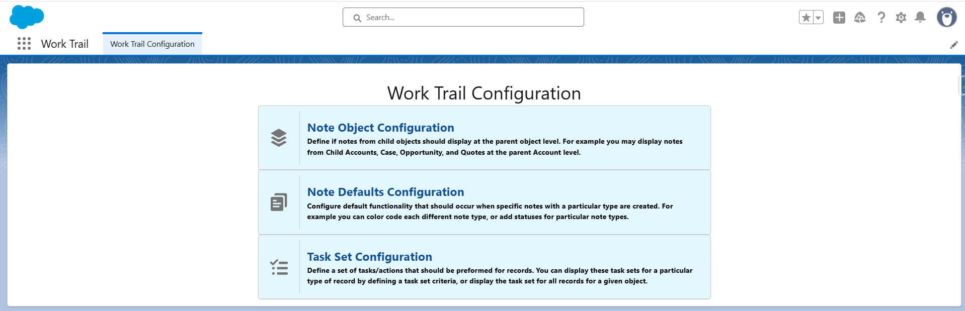  Account Overview Configuration in Work Trail image