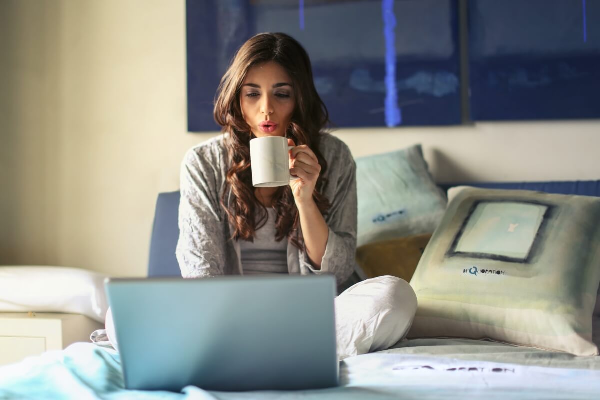 Woman working remotely